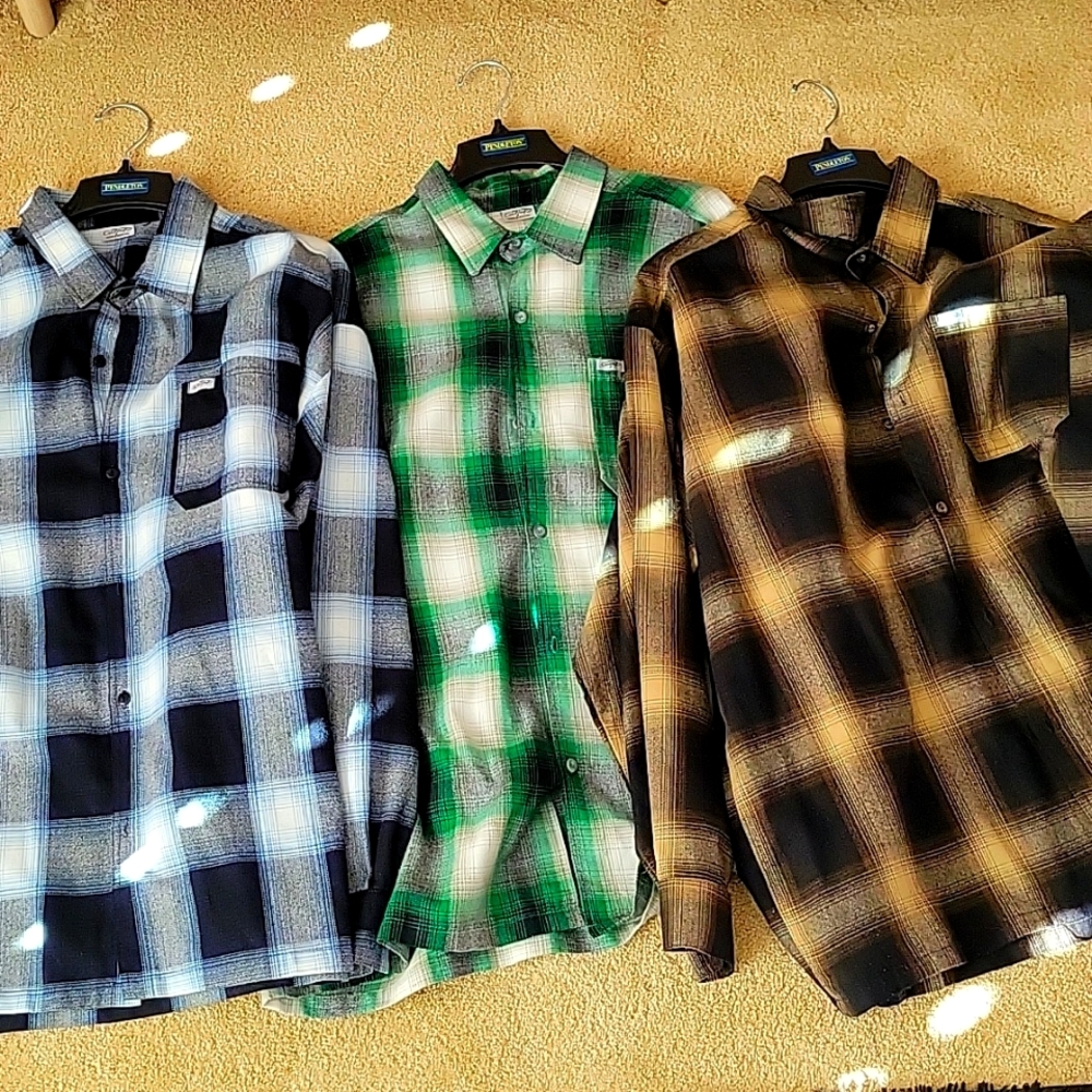 3 - CalTop Pendleton's / flannel . 3xl  green , brown and blue all one bundle